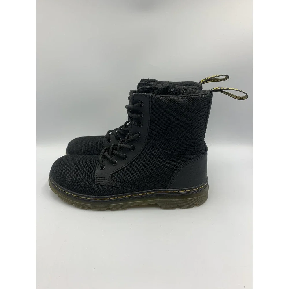 Dr Martens Combs J Size 3 Kids Black Canvas High Top Combat Boots Zipper